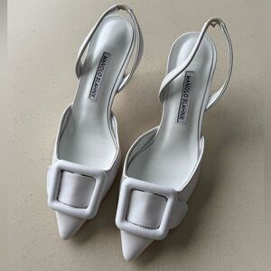 Manolo Blahnik White Stiletto Heels